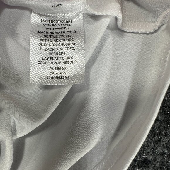 Leith Top Womens Medium White Stretch Knit Tee 3/4 Sleeve Ruched Side NEW - Picture 6 of 8